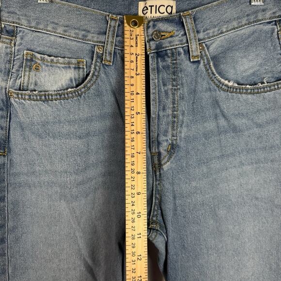 ETICA High Rise Straight Jeans LightWash Raw Cuff Size27 Cotton100% Minimalist - Picture 4 of 11